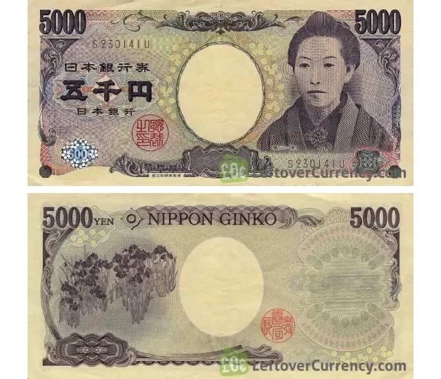 Cinco Mil Ienes Japonês JPY - Nota Antiga